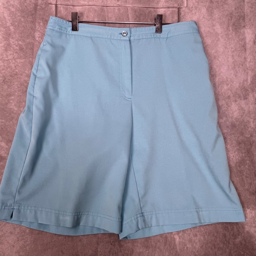 Coral Bay Golf Shorts Womens 12 Light Turquoise/aqua Elastic Back Casual